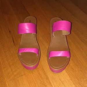 Hot pink wedges